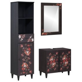    Fürdőszobai Szekrény Szett fiókkal ajtóval 3 pcs Tömör Mangófát