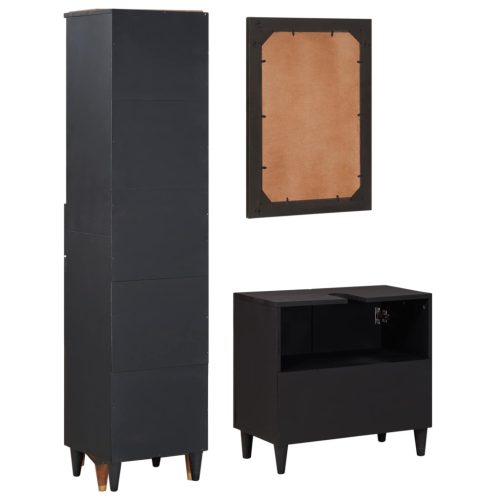  Fürdőszobai Szekrény Szett fiókkal ajtóval 3 pcs Tömör Mangófát