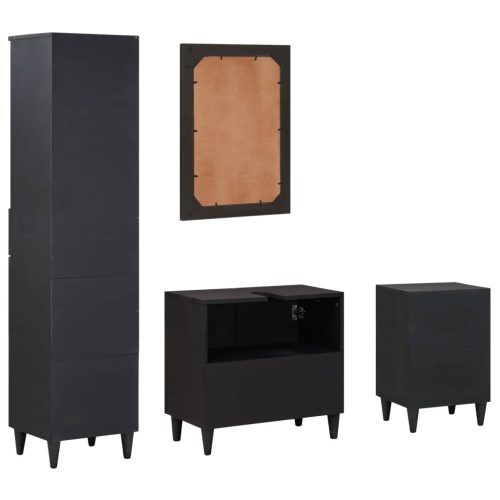  Fürdőszobai Szekrény Szett fiókkal ajtóval 4 pcs Tömör Mangófát