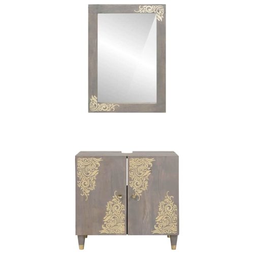  Fürdőszoba bútor szett tárolóval 2 pcs Szürke 62 x 33 x 58 cm