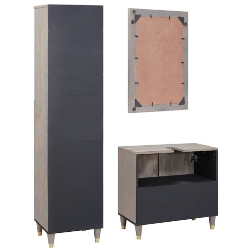  Fürdőszoba bútor szett fiókkal 3 pcs Szürke 62 x 33 x 58 cm