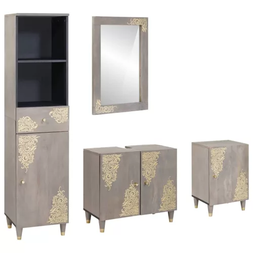  Fürdőszoba bútor szett fiókkal 4 pcs Szürke 62 x 33 x 58 cm