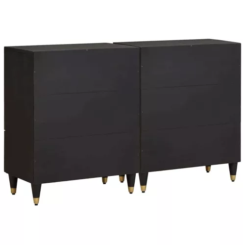  Széf fiókkal 2 pcs Fekete 60 x 33 x 75 cm Tömör Mangófát