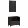  Fürdőszobai Szekrény Szett ajtóval 2 pcs Fekete Tömör Mangófát