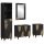  Fürdőszobai Szekrény Szett fiókkal 4 pcs Fekete Tömör Mangófát