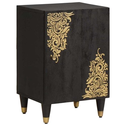  Fürdőszobai Szekrény Szett fiókkal 4 pcs Fekete Tömör Mangófát