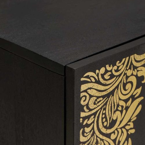  Fürdőszobai Szekrény Szett fiókkal 4 pcs Fekete Tömör Mangófát