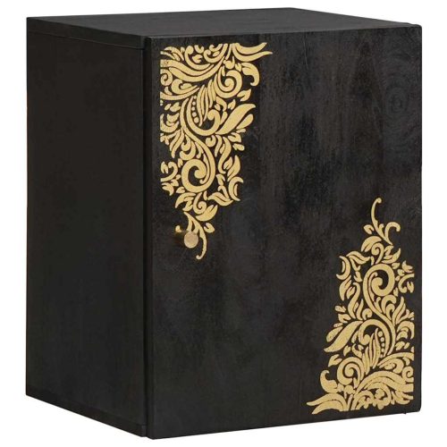  Fürdőszobai Szekrény Szett fiókkal 5 pcs Fekete Tömör Mangófát