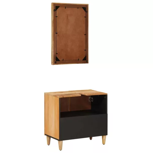  Fürdőszobai Szekrény Szett tárolóval 2 pcs Tömör Mangófát