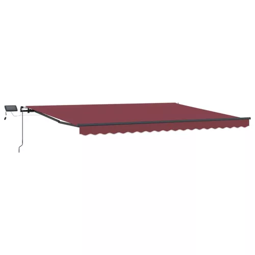  burgundi vörös kézzel kihúzható LED-es napellenző 400 x 300 cm