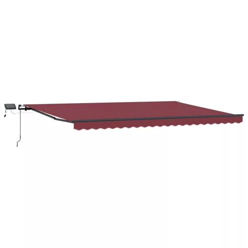  burgundi vörös kézzel kihúzható LED-es napellenző 500 x 300 cm