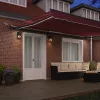  burgundi vörös automata kihúzható LED-es napellenző 500x300 cm