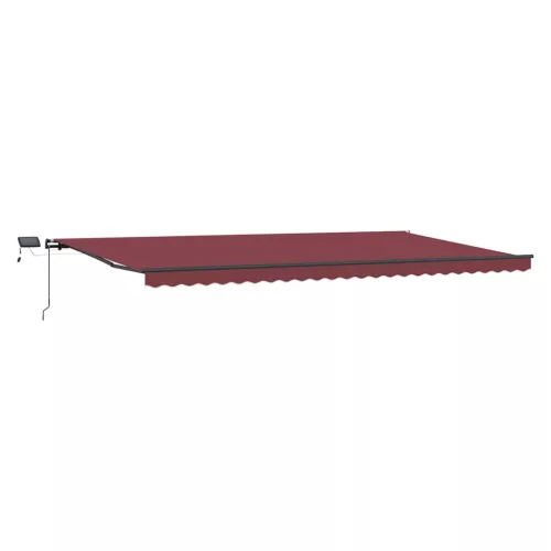  burgundi vörös kézzel kihúzható LED-es napellenző 600 x 300 cm