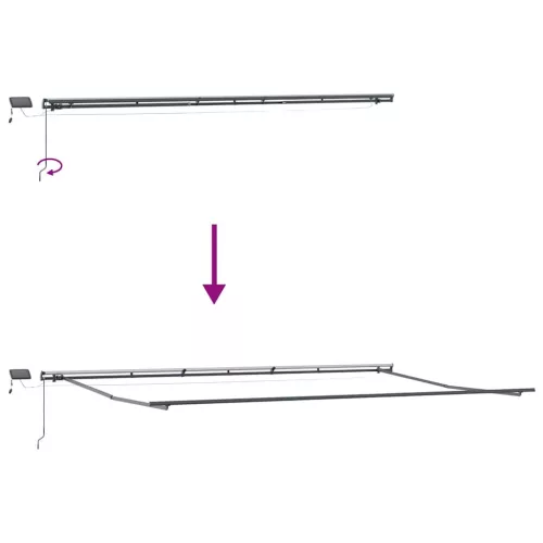  burgundi vörös kézzel kihúzható LED-es napellenző 600 x 300 cm