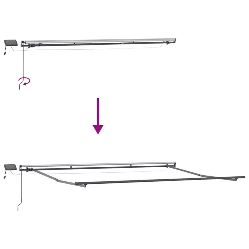  barna kézzel kihúzható LED-es napellenző 500 x 300 cm