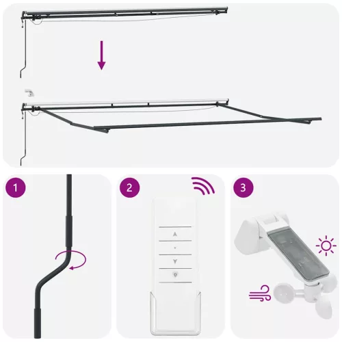  antracitszürke-fehér automata kihúzható napellenző 400 x 300 cm