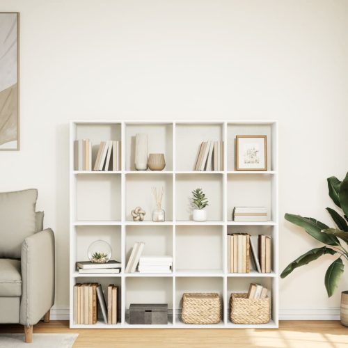  fehér szerelt fa könyvszekrény 137,5 x 29 x 137,5 cm