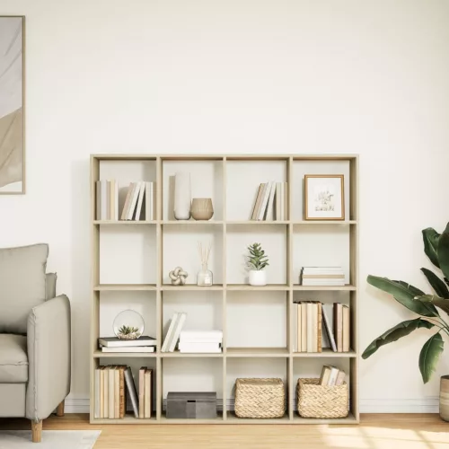  sonoma tölgyszínű szerelt fa könyvszekrény 137,5 x 29 x 137,5cm