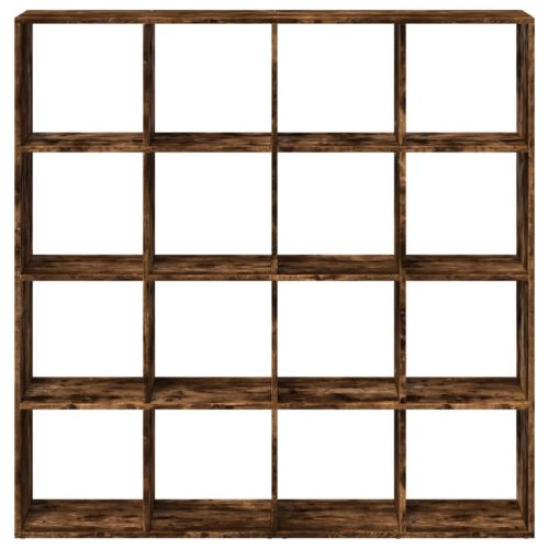  füstös tölgy színű szerelt fa könyvszekrény 137,5x29x137,5 cm