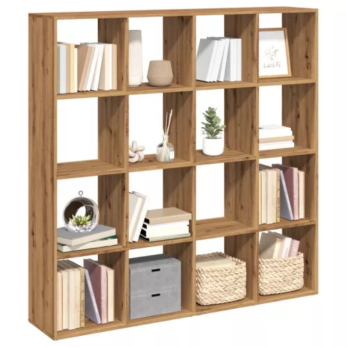  kézműves tölgy színű szerelt fa könyvszekrény 137,5x29x137,5 cm