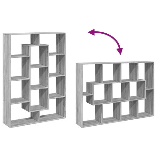  szürke sonoma színű szerelt fa könyvszekrény 102 x 29 x 143 cm