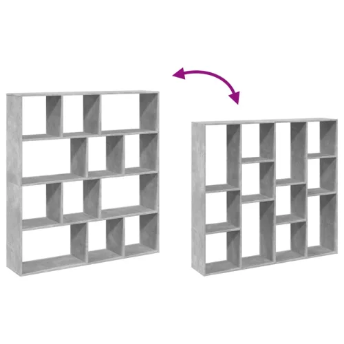  betonszürke szerelt fa könyvszekrény 132 x 29 x 141,5 cm