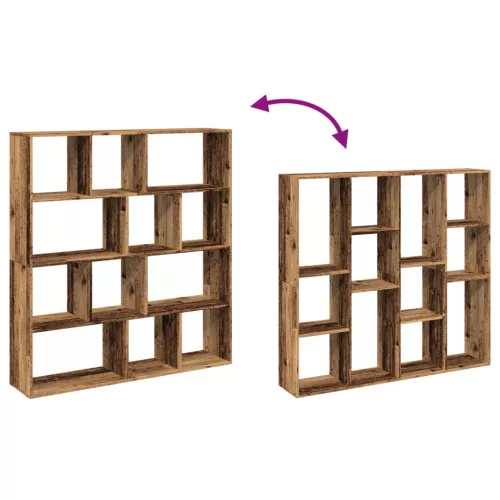  antik fa színű szerelt fa könyvszekrény 132 x 29 x 141,5 cm