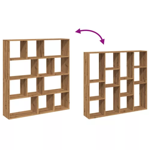  kézműves tölgy színű szerelt fa könyvszekrény 132x29x141,5 cm