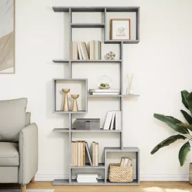  betonszürke szerelt fa könyvszekrény 92 x 29 x 188 cm