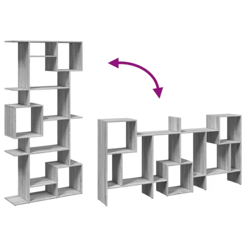  szürke sonoma színű szerelt fa könyvszekrény 92 x 29 x 188 cm