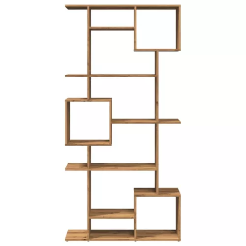  kézműves tölgy színű szerelt fa könyvszekrény 92 x 29 x 188 cm