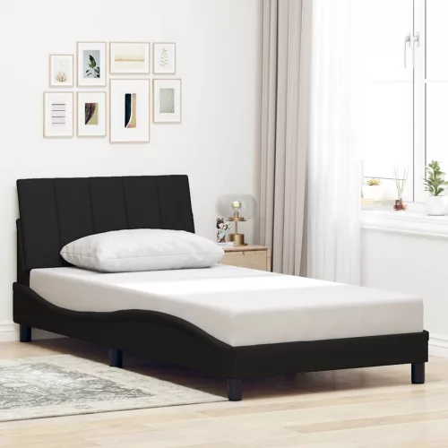  fekete szövet ágykeret matrac nélkül 100x200 cm