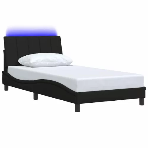  fekete szövet ágykeret matrac nélkül 100x200 cm