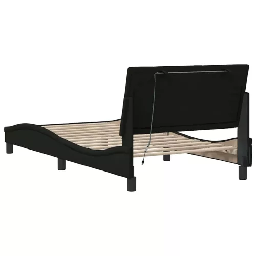  fekete szövet ágykeret matrac nélkül 100x200 cm
