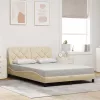  krémszínű szövet ágykeret matrac nélkül 140 x 190 cm