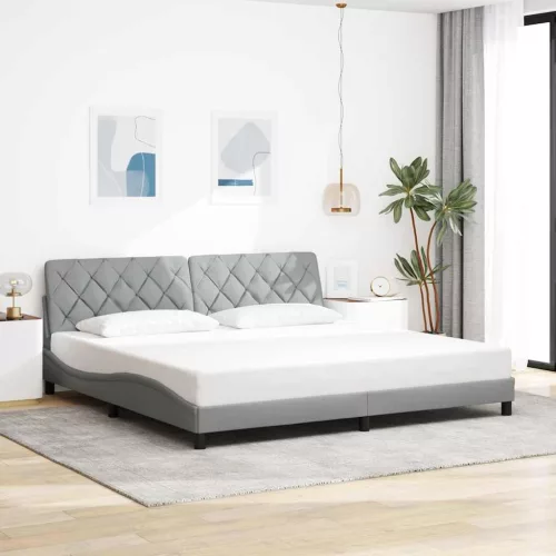  világosszürke szövet ágykeret matrac nélkül 200 x 200 cm