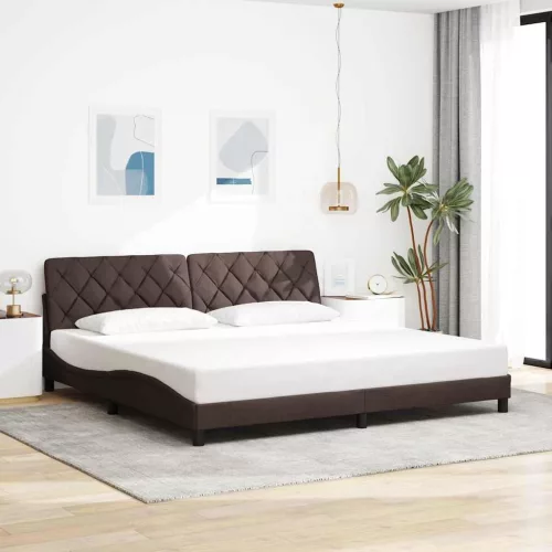  sötétbarna szövet ágykeret matrac nélkül 200 x 200 cm