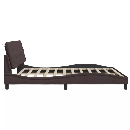  sötétbarna szövet ágykeret matrac nélkül 200 x 200 cm