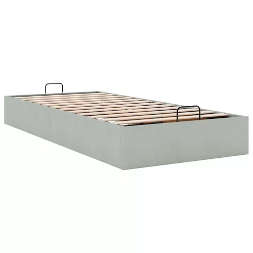 Ottomán ágykeret matrac nélkül Világosszürke 90x200 cm bársony