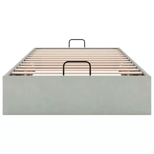  Ottomán ágykeret matrac nélkül Világosszürke 90x200 cm bársony