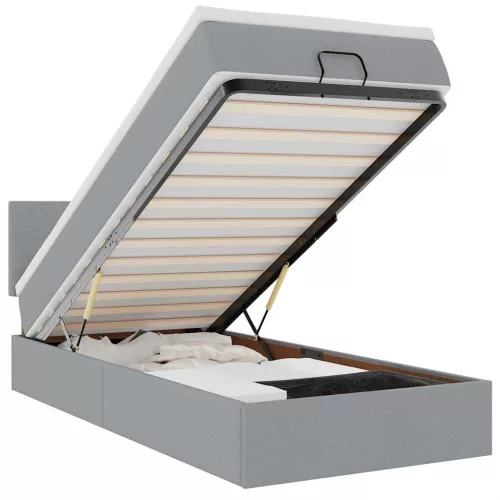  Ottomán ágy matraccal világosszürke 100x200 cm szövet