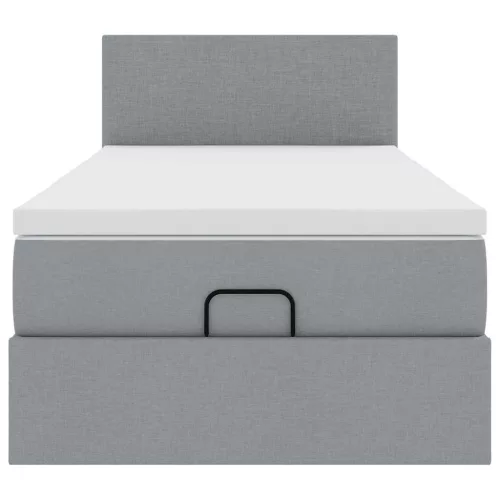  Ottomán ágy matraccal világosszürke 100x200 cm szövet