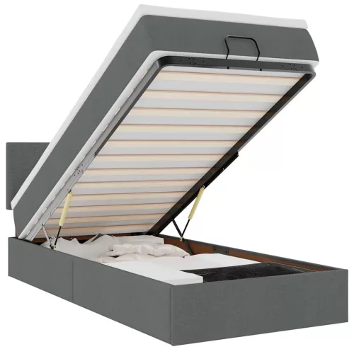  Ottomán ágykeret matraccal sötétszürke 100x200cm szövet