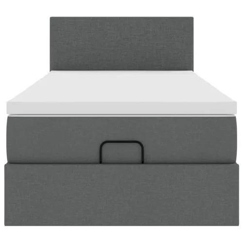  Ottomán ágykeret matraccal sötétszürke 100x200cm szövet