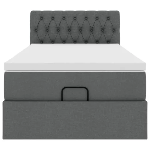  Ottomán ágykeret matraccal sötétszürke 100x200cm szövet