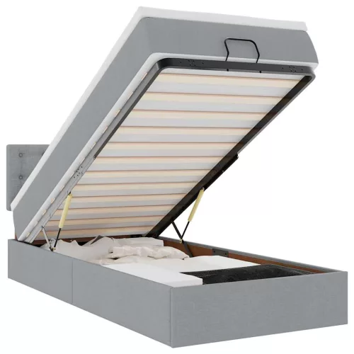  Ottomán ágy matraccal világosszürke 100x200 cm szövet