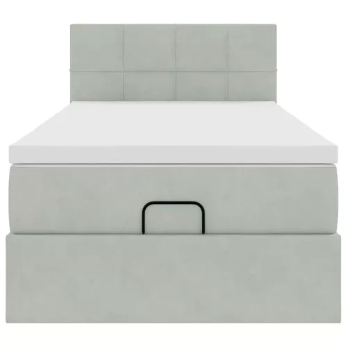  Ottomán ágykeret matraccal Világosszürke 100x200cm bársony