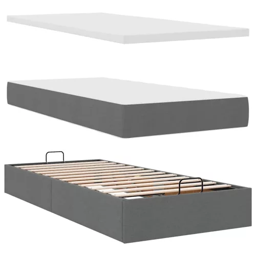  oszmán ágykeret matracokkal Sötétszürke 160x200cm szövet