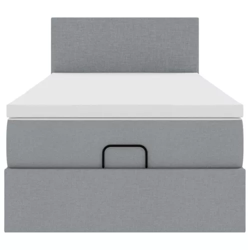  Ottomán ágy matraccal világosszürke 100x200 cm szövet