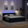 kék szövet ottomán ágy matraccal & LED-ek 180x200cm